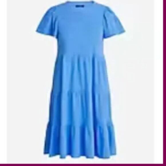 J.Crew Factory Flutter Sleeve Knit Tiered Mini Dress in Blue CA442 size XXS NEW - Picture 2 of 7